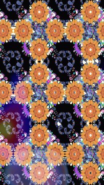 Botanik kusursuz desen. Raster deseni. Suluboya etkisi. Organik elementler.