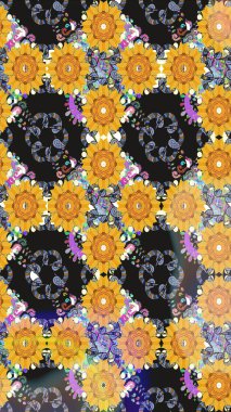 Raster illüstrasyonu. Gri renkli çiçekler. Kusursuz çiçek deseni duvar kağıdı için kullanılabilir.