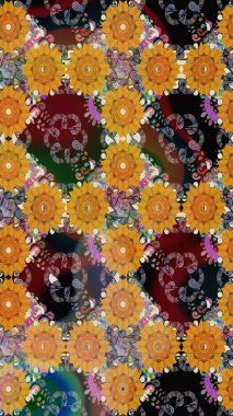 Güzel suluboya çiçek buketi pürüzsüz desenli. Güzel kumaş deseni.