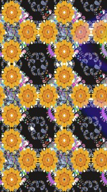 Küçük çiçekteki sevimli çiçek deseni. Varicologray raster kusursuz çizim. Birçok gri soyut çiçekli tropik, pürüzsüz desen.