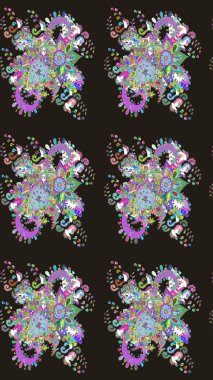 Kusursuz çiçek deseni. Gri renkli Asya tekstili. Raster illüstrasyonu.