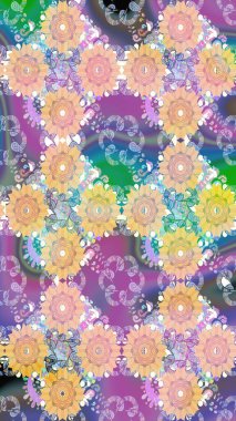 Süslü kumaş deseni. Raster deseni. Çiçekli, suluboya desenli kusursuz çiçek deseni.