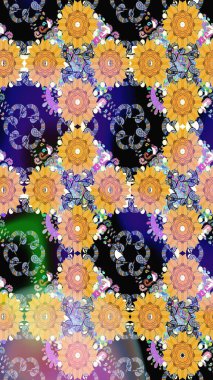 Flowers pattern. Colour Spring Theme seamless pattern Background. Flat Flower Elements Design. Seamless Chichi fabric pattern. Raster illustration.