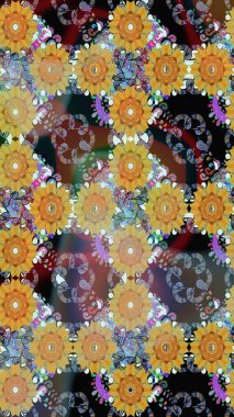 Çiçekler, dallar, bitkiler ve çiçekler. El çizimi. Güzel kumaş deseni. Raster illüstrasyonu.