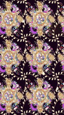 Siyah çiçekli bahar çiçekleri. Moda baskıları için zarif bir şablon. Küçük renkli çiçekler. Motley illüstrasyonu. Küçük çiçekte şirin desenler.