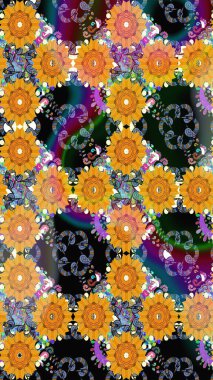 Raster kusursuz. Güzel kumaş deseni. Renkli Bahar Temalı Kusursuz Arkaplan. Düz Çiçek Elementleri Tasarımı. Çiçek deseni.