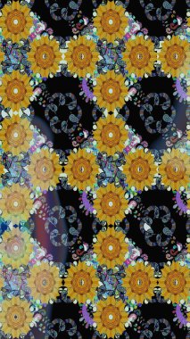 Raster illüstrasyonu. Egzotik çiçekler, botanik, parlak klasik, siyah ve sarı renkler. Klasik tropikal doğal elementlerin suluboya seti.