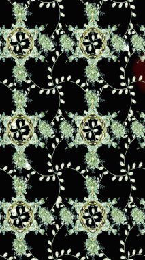 Şirin çiçek elementleri. Raster illüstrasyonu. Siyah ve nötr renklerde çiçekler. Kusursuz..