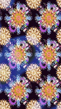 Raster illüstrasyonu. Siyah renkli çiçekler. Çiçek süsü ile kusursuz desen.