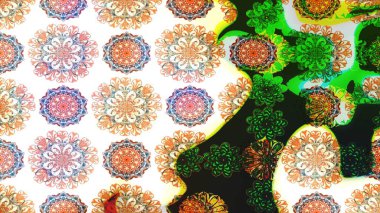 Düz Çiçek Elementleri Tasarımı. Renkli Yaz Temalı Kusursuz Arkaplan. Sevimli çiçek raster deseni. Çiçekler beyaz ve gri renklerde.