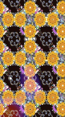 Çizgisiz desen. Şirin çiçekler. Raster Moda kumaş deseni.