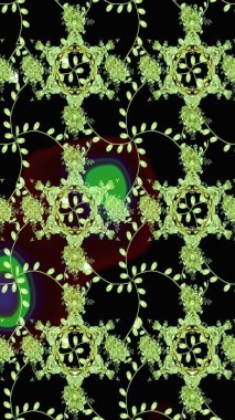 Düz Çiçek Elementleri Tasarımı. Raster illüstrasyonu. Kusursuz çiçek deseni. Asya tekstil tarzında. Renkli Bahar Temalı Kusursuz Arkaplan. Güzel kumaş deseni.