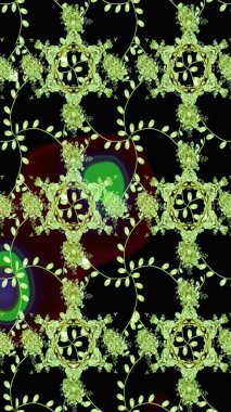 Düz Çiçek Elementleri Tasarımı. Raster illüstrasyonu. Kusursuz çiçek deseni. Asya tekstil tarzında. Renkli Bahar Temalı Kusursuz Arkaplan. Güzel kumaş deseni.