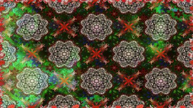 Raster Illustrasyon 'da moda olmayan çiçek deseni. Renkli Yaz Temalı Kusursuz Arkaplan. Güzel kumaş deseni. Düz Çiçek Elementleri Tasarımı.