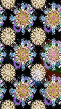 Sevimli çiçek raster deseni. Düz Çiçek Elementleri Tasarımı. Renkli Yaz Temalı Kusursuz Arkaplan. Modaya uygun kumaş deseni.