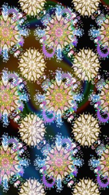 Elle çizilmiş. Raster resim. Sorunsuz çiçek desenli çiçekli, halk tarzında bırakır.