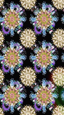 Nazik, sevimli çiçek arkaplanı. Çiçekli karalama şeklinde Raster çiçek deseni. Siyah ve nötr renkte çiçekler.