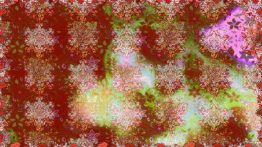 Renkli Bahar Temalı Kusursuz Arkaplan. Düz Çiçek Elementleri Tasarımı. Raster illüstrasyonunda kusursuz çiçek deseni. Kahverengi renkte çiçekler.