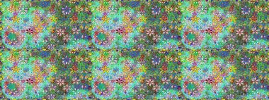 Yeşil renklerde. Çiçekli güzel suluboya desen. Raster illüstrasyonu.