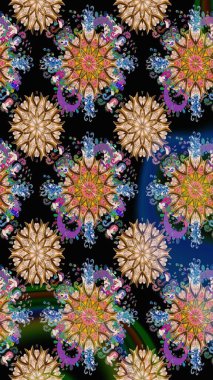 Karalama çiçeği. Raster illüstrasyonu. Düz Çiçek Elementleri Tasarımı. Zentangle soyut çiçekleri. Renkli Bahar Temalı Kusursuz Arkaplan. Şirin kumaş deseni.