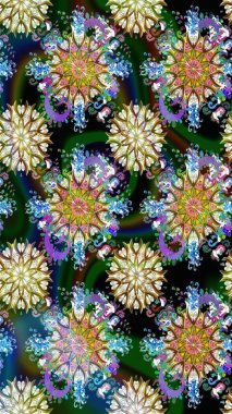 Çiçekli zambaklar kusursuz bir arka plan. Çiçek tasarımı için inanılmaz bir kolaj cenneti tarzı. Parlak çiçekli kolaj çiçekleri mavi.