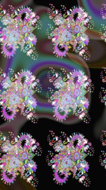 Şatafatlı bahar bahçesi dokusu. Siyah renklerde çiçeksiz. Siyah renkli çiçekler. Çiçek deseni. Raster illüstrasyonu.