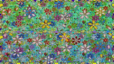 Tropik, dikişsiz çiçek deseni. Yeşil renkli çiçekler. Raster illüstrasyonu.