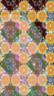 Bej renklerde bahar çiçekleri. Çiçekli karalama şeklinde Raster çiçek deseni. Raster illüstrasyonu.