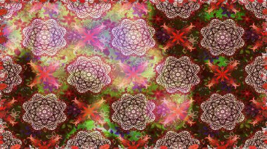 Soyut etnik raster kusursuz desen. Çiçekler. Vadinin çiçekleri kahverengi renklerde.