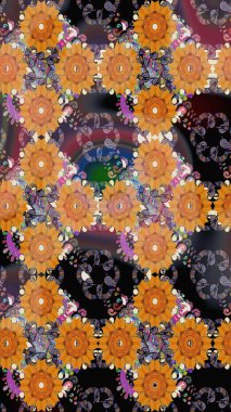 Küçük turuncu çiçeklerle oldukça eski bir besin torbası deseni. Tekstil, kumaş, kapaklar, duvar kağıtları, baskı, naylon, yapıştırma, örgü, dekupaj için çiçeksiz arkaplan.