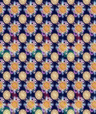 Raster illüstrasyonunda kusursuz çiçek deseni. Mavi ve nötr renkte çiçekler.