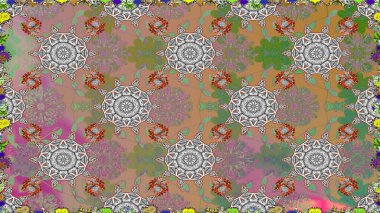 Gri renkli çiçekler. Renkli Bahar Temalı, pürüzsüz bir arka plan. Çiçekli, suluboya desenli kusursuz çiçek deseni. Düz Çiçek Elementleri Tasarım Raster illüstrasyonu.