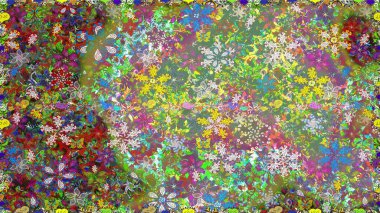 Raster. Colour Spring Theme seamless pattern Background. Flat Flower Elements Design.