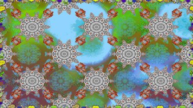 Yumuşak, bahar çiçekli arka plan. Çiçekli karalama şeklinde Raster çiçek deseni. Mavi renkte çiçekler.