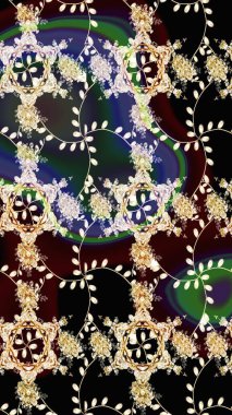 Tişörtsüz arka plan deseni. Siyah ve kahverengi renkte çiçekler. Tropik çiçekler.