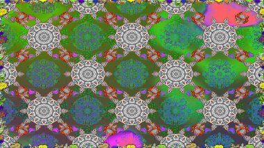 Raster illüstrasyonunda kusursuz çiçek deseni. Yeşil renkte çiçekler.