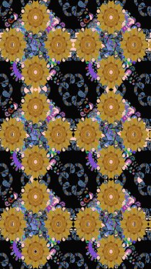 Raster Yumuşak kumaş deseni. Klasik taslak çizimi. Çiçekli, siyah, pürüzsüz desen. Raster çiçek izi..