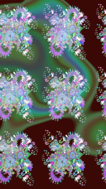 Çiçekli bahar çiçekleri. Küçük çiçekte güzel bir desen. Moda baskıları için zarif bir şablon. Motley illüstrasyonu. Kusursuz. Küçük renkli çiçekler..