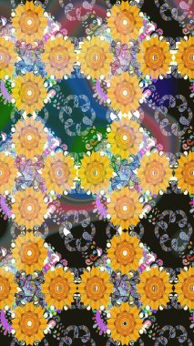 Sarı renkte çiçeklerle kusursuz çiçek deseni. Sulu boya tarzında sarı renkte çiçekler.