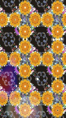 Tekstil için figür. Yapraklı kusursuz desen. Şirin, zarif çiçekler Raster illüstrasyonu. Poster ya da kapak için arka plan. Davetiye ve kartpostal tasarımı için dekoratif çiçek unsurları.