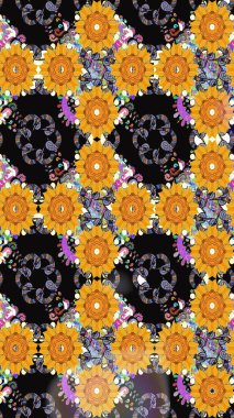 Şirin karalama çiçekleri olan kusursuz çiçek desenleri. El yapımı çiçek ve bitki koleksiyonu. Eskiz tarzı siyah renkler. Raster illüstrasyonu. Raster illüstrasyonu.