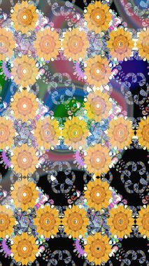 Raster resim. Çiçek desenli çiçek ve yaprakları ile. Sevimli küçük çiçek desenle.