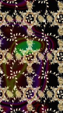 Raster illüstrasyonu. Yaprak ve çiçeklerin suluboya resimleri, siyah renklerde kusursuz desenler. Nazikçe, bahar çiçekleri siyah renklerde.