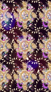 Renkli Bahar Tema dikişsiz desen Arka Plan. Süslü kumaş deseni. Raster illüstrasyon Dikişsiz Çiçek Desen. Yassı Çiçek Elemanları Tasarımı.