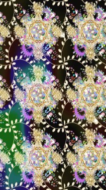 Suluboya, elle çizilmiş. Bej rengi çiçekler. Raster hisseleri. Kusursuz arkaplan deseni.