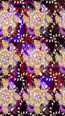 Moda arka planında parlak buketler. Sevimli, pürüzsüz desenli, küçük çiçekli, klasik tarzda. Raster illüstrasyonu. Kumaş, duvar kâğıdı ve kağıda yazdırmak için gelişen arkaplan.