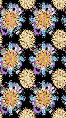 Küçük çiçekteki sevimli çiçek deseni. Siyah ve bej renkli çiçekler.