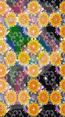 Düz Çiçek Elementleri Tasarımı. Kusursuz bir mahsul. Raster Şirin kumaş deseni. Renkli Bahar Teması Kusursuz Arkaplan.