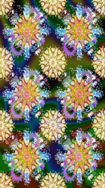 Yeşil renkli çiçekler. Raster illüstrasyonunda kusursuz çiçek deseni.