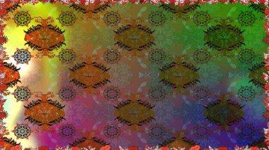 Parlak renkli çiçekleri ve kahverengi renkli yaprakları olan kusursuz çiçek desenleri. Modern çiçek arkaplanı. Moda baskıları için zarif bir şablon. Halk stili.